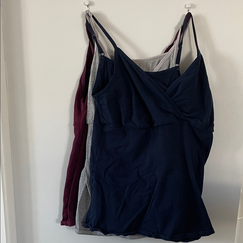 Women's Tops - Navy, Gray, and Burgundy feeding, nursing tops bundle size M
